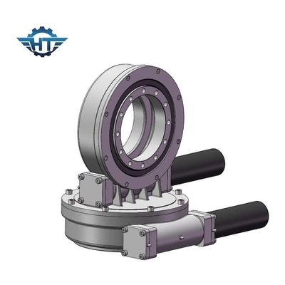 IP 66 หนอนและโครงสร้างเกียร์ Slew Drive Gearbox SDE7 พร้อม Nema 23 สำหรับตัวติดตามแสงอาทิตย์แบบแกนคู่