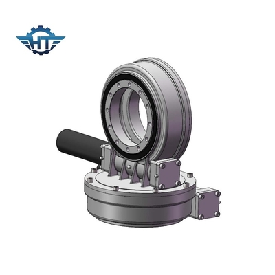 IP 66 หนอนและโครงสร้างเกียร์ Slew Drive Gearbox SDE7 พร้อม Nema 23 สำหรับตัวติดตามแสงอาทิตย์แบบแกนคู่